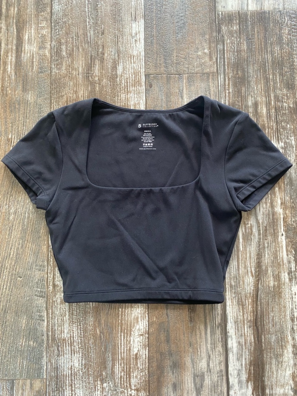 BuffBunny Black Square Neck Crop Top